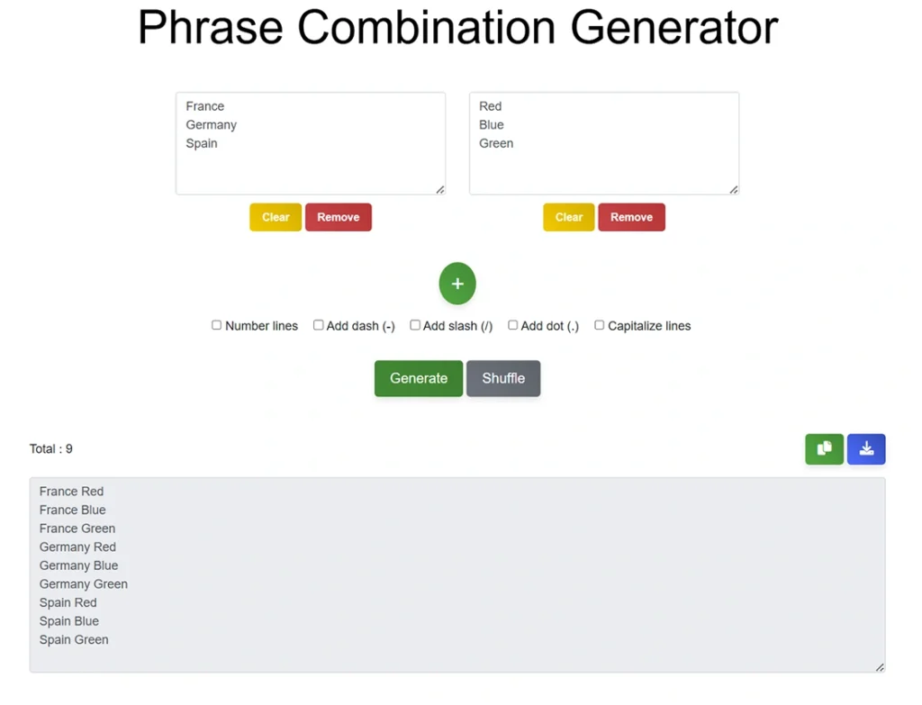 words combine generator