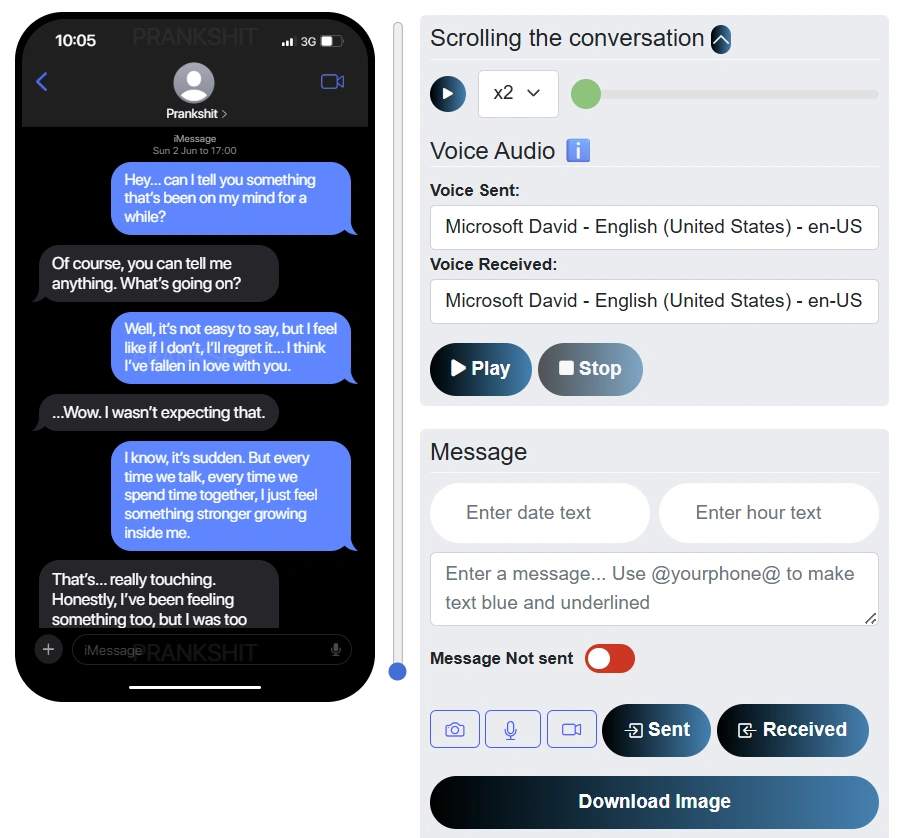 Fake iMessage Dark Mode