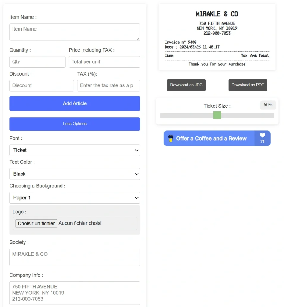 Receipt Generator