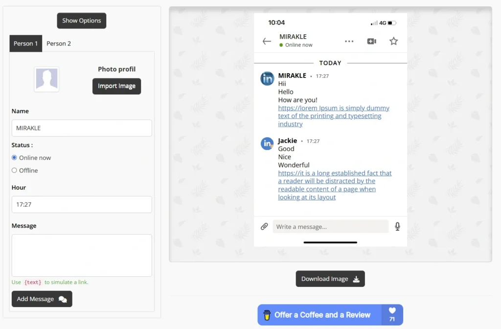 Fake LinkedIn Chat