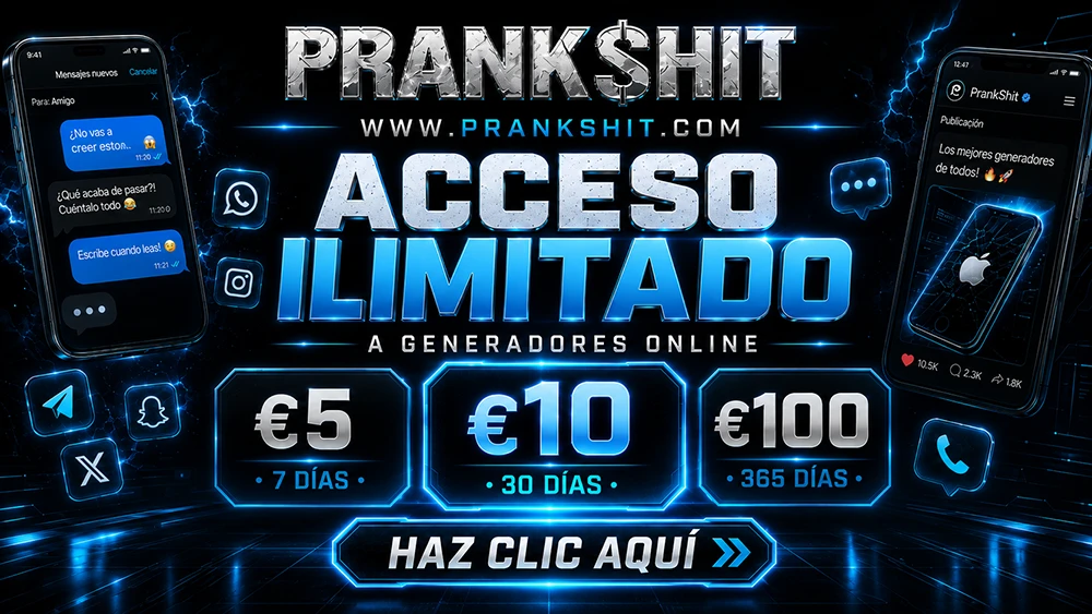 acesso ilimitado ao Prankshit, geradores de pegadinhas premium, gerador de conversa falsa, gerador de mensagens falsas, gerador de chamadas falsas, ferramentas de pegadinhas online, ferramentas de pegadinhas ilimitadas, gerador de pegadinhas virais, gerador de conversas falsas, criador de conteúdo de pegadinhas