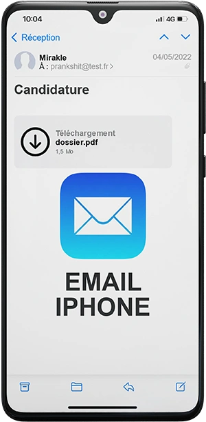 Captura de pantalla falsa de email en iPhone